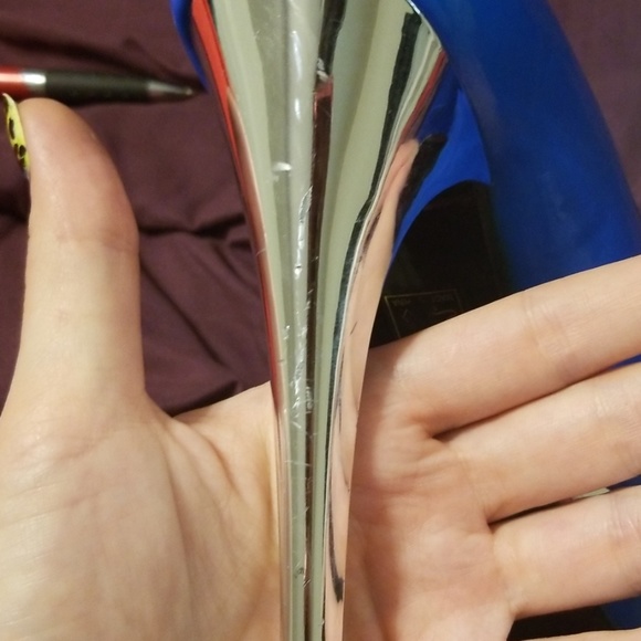 Sky Blue Spike Toe Chrome Stiletto Platform Pumps - Picture 7 of 8